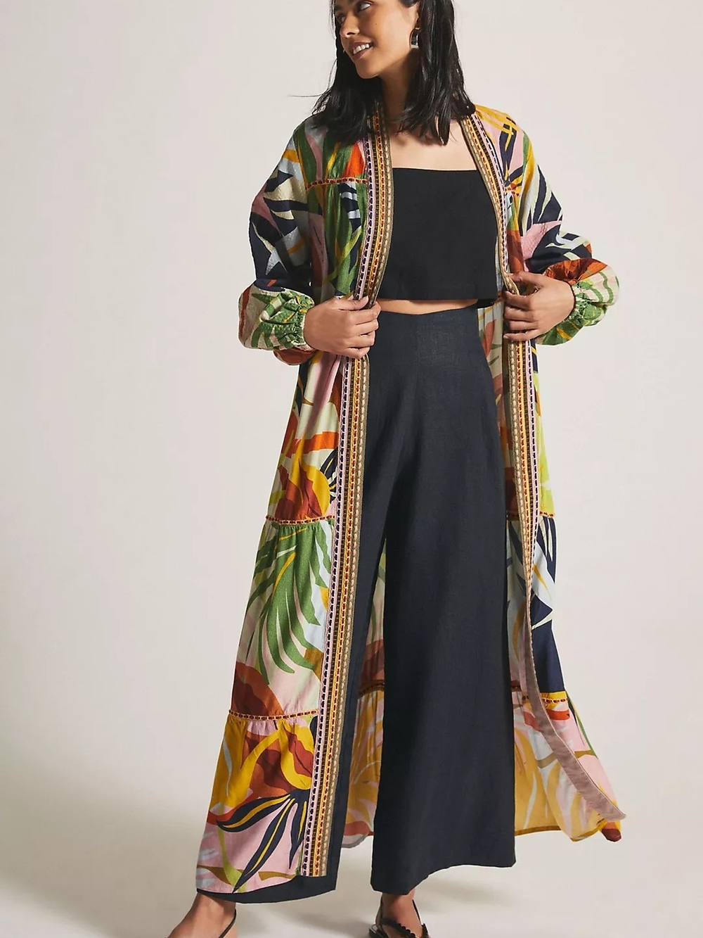 Conditions Apply Tiered Leaf Kimono Duster - Picture 4 of 5